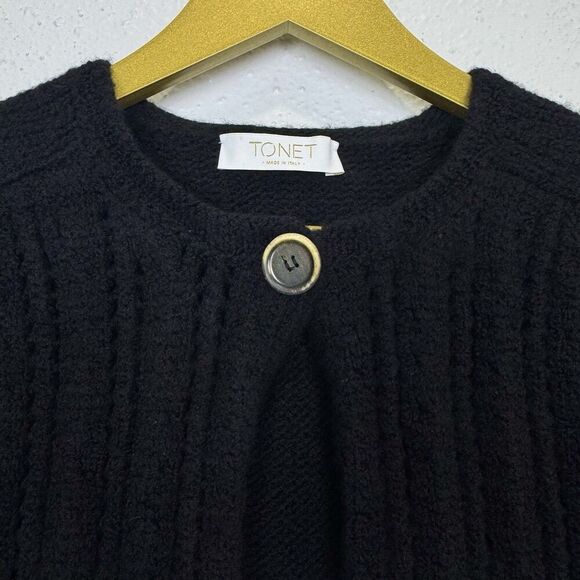NWOT Tonet Wool Bolero Ballet Cropped Cardigan 44 Black Minimalist Preppy Y2K - Picture 2 of 6